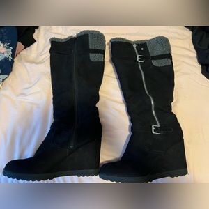 Black Wedge Boots